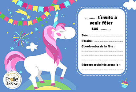 Carton invitation anniversaire gratuit - Etoile de Rêve Animations