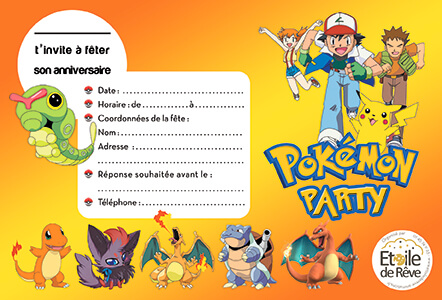 Cartes d'invitations anniversaire Pokémon